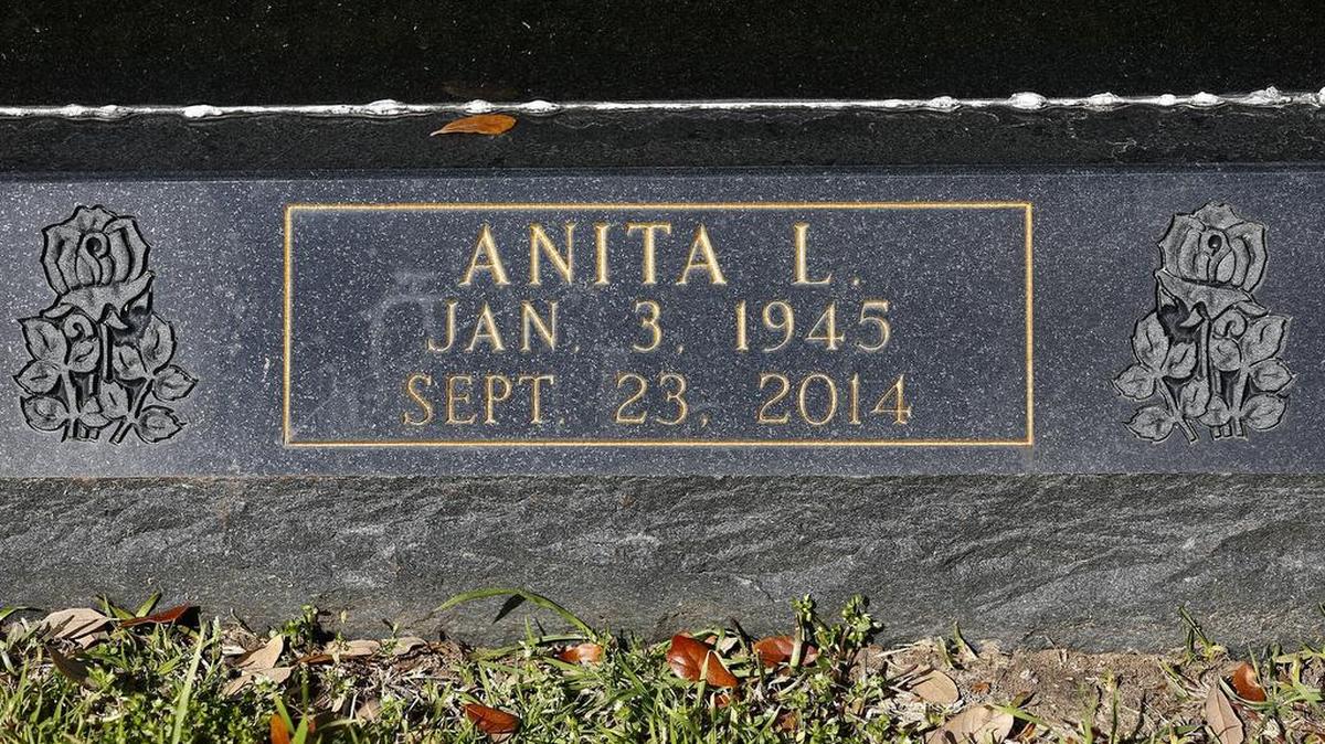 The grave marker of Anita Fox, the housekeeper who was fatally stabbed in September 2014 while working at a house in Colleyville.