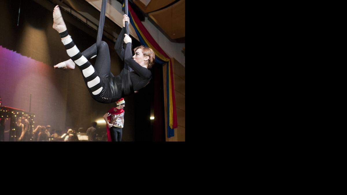 
Alex Lehman practices her acrobatics. The Grapevine High School theater department is putting on “Pippin.” 
 



