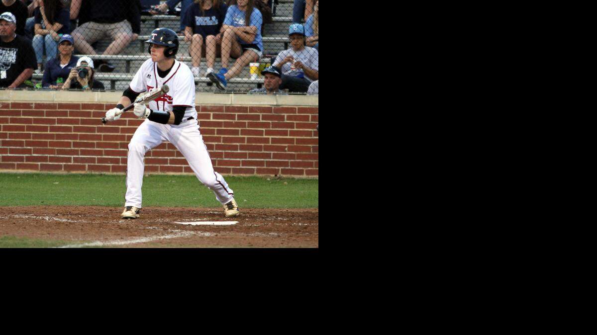 
Trinity junior Chase Averitt, son of head coach Will Averitt, attempts a bunt in recent action against L.D. Bell.
