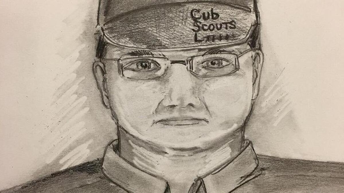 A sketch of one of two suspects in a Southlake home invasion this week.