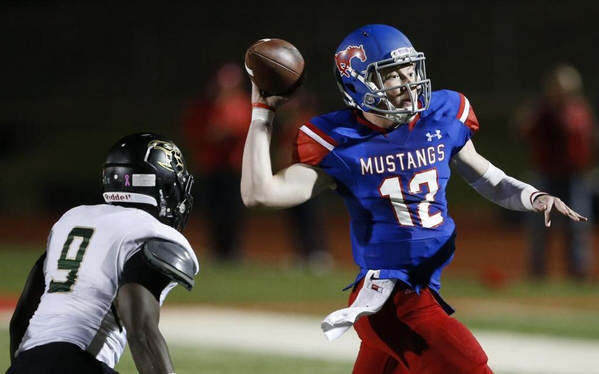 Grapevine quarterback Alan Bowman (12) will go up against his toughest challenge of district thus far when the Mustangs take on Richland.