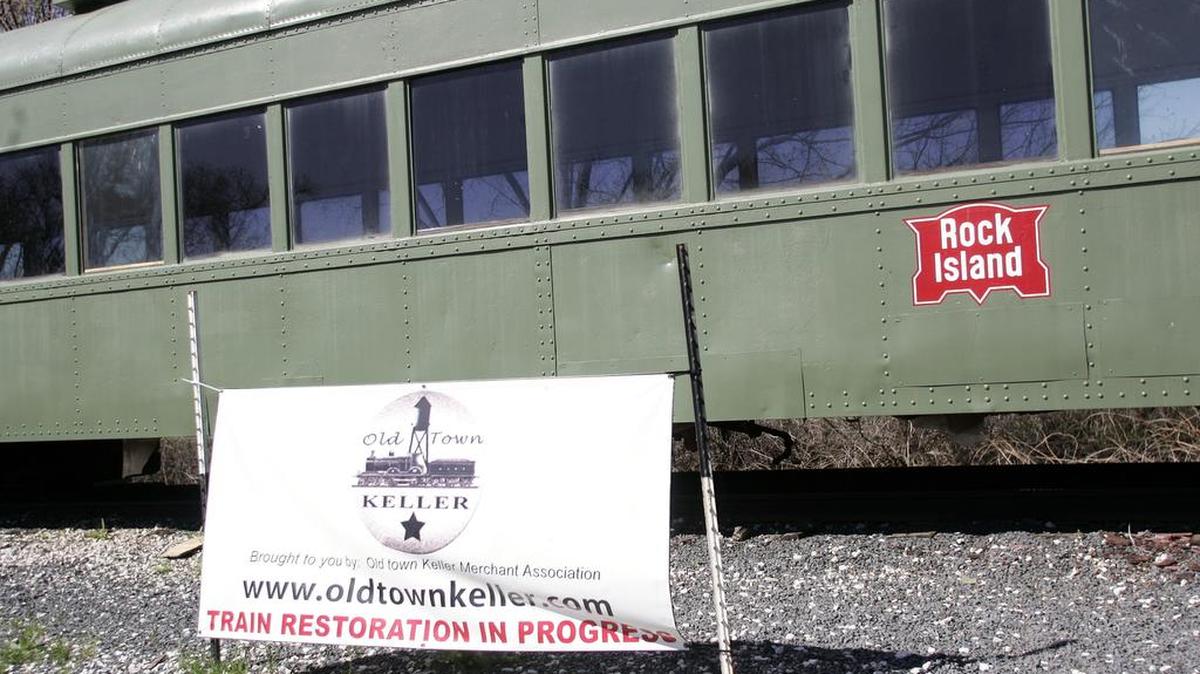A Rock Island passenger car sits on the tracks in Keller Old Town, but has to be moved before the end of the month.