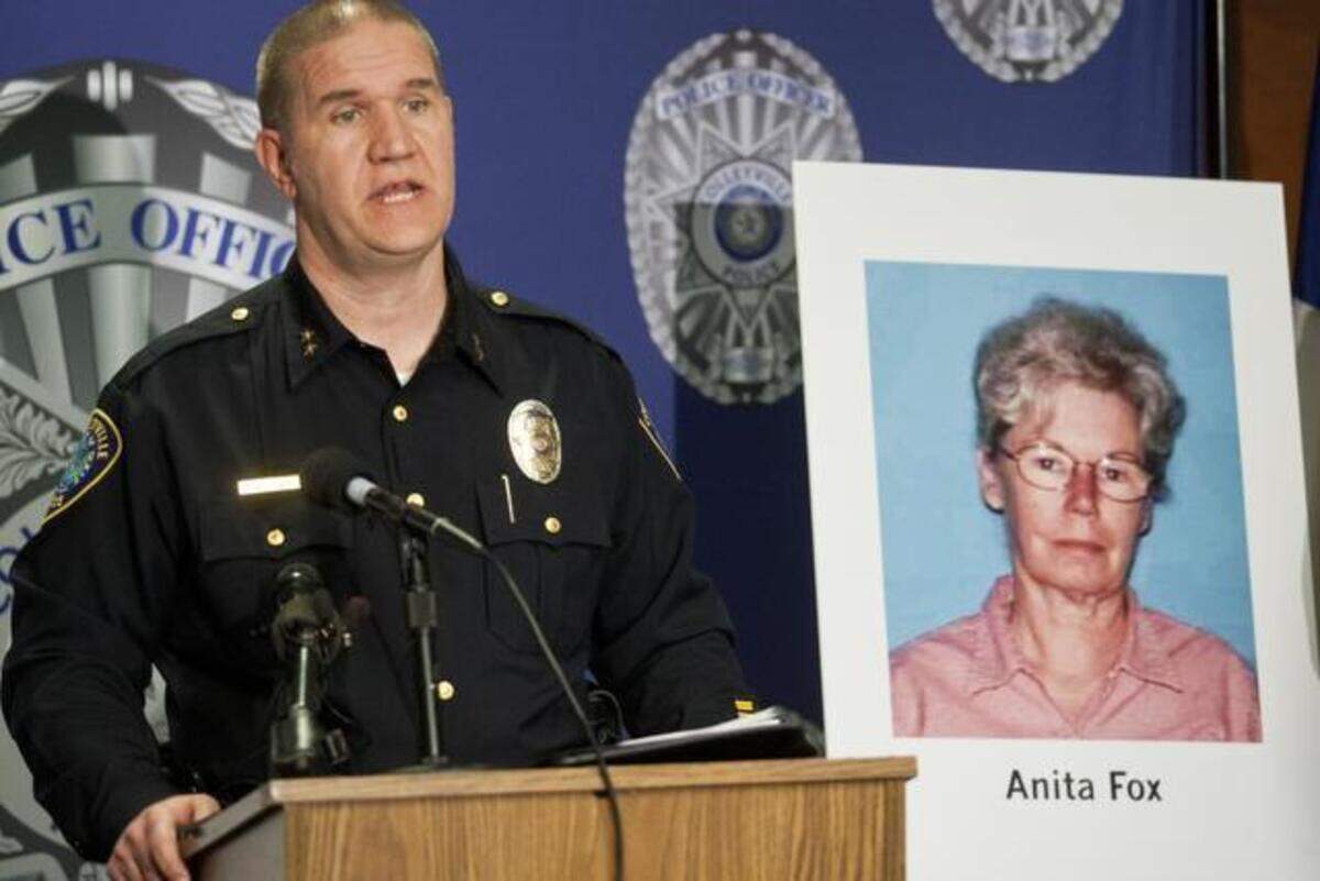 
Police Chief Michael Holder talks about an arrest in the Anita Fox case on Feb. 18, 2015, at the Colleyville police headquarters. 
