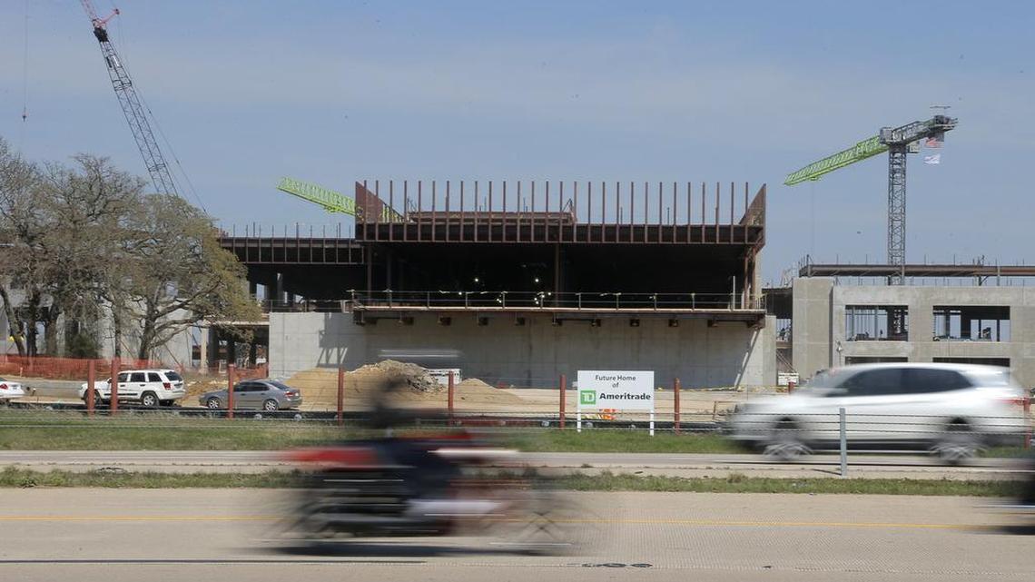 The TD Ameritrade building is under construction between Dove Road and Kirkwood Bouldvard along Texas 114.