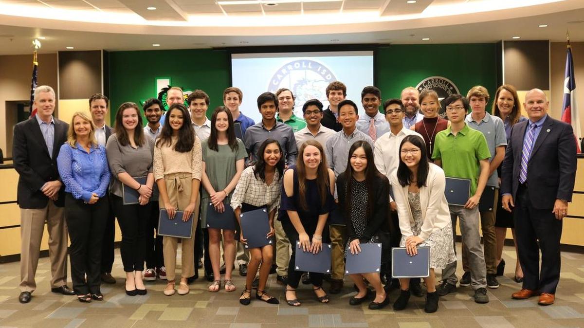 National Merit Semifinalists from Carroll Senior High School were recognized at the Oct. 2 Carroll school board meeting.