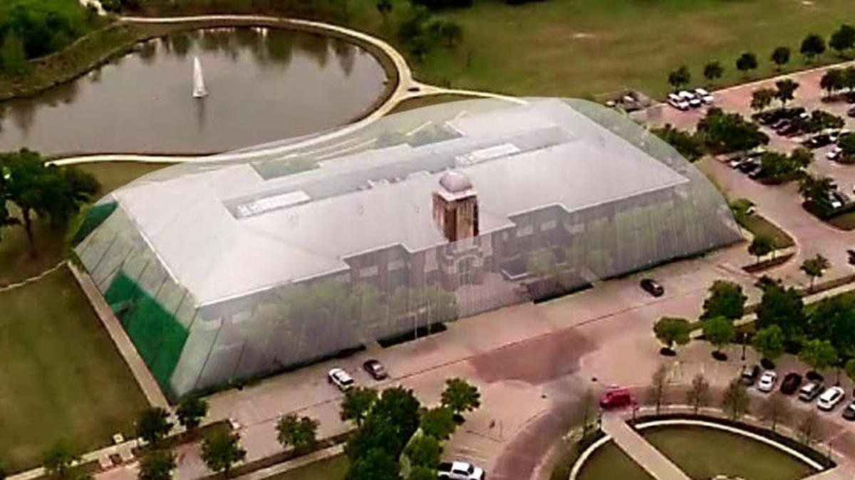 Proposed domes over a new Keller tennis facility would be large enough to enclose Keller City Hall, as shown in this illustration.