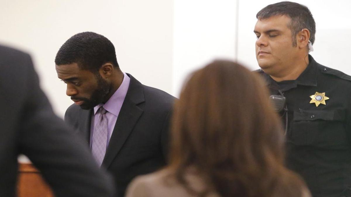 
Robert Atlas, on trial on a capital murder charge in the death of his pregnant girlfriend, Tracy Anderson, returns from a break during his trial Thursday, Oct. 15, 2015.
