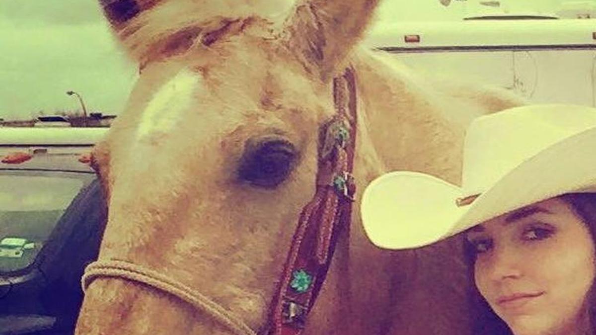Bell cowgirl Brye Eberling with her horse, Doc Holliday.