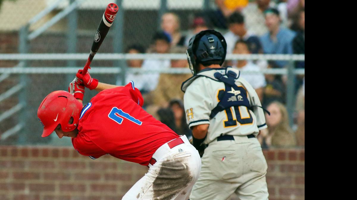 
Grapevine’s Matthew Finley (7) slams the bat into the ground after striking out against Arlington Heights, which features a crack pitching staff.
