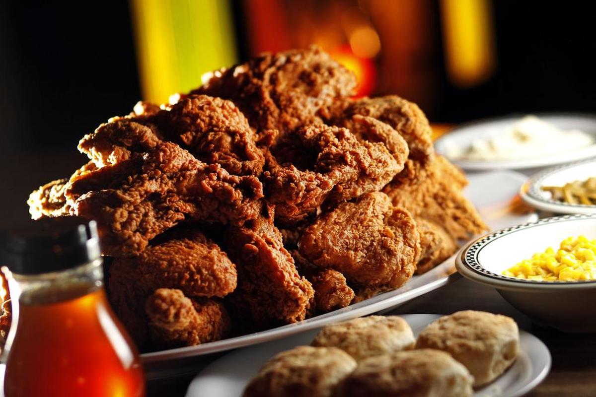 Dinner served family style at Babe’s Chicken Dinner House. The Arlington location is a quick drive or a long walk from AT&T Stadium, but lines can form and servings are big, so either bring friends or an appetite