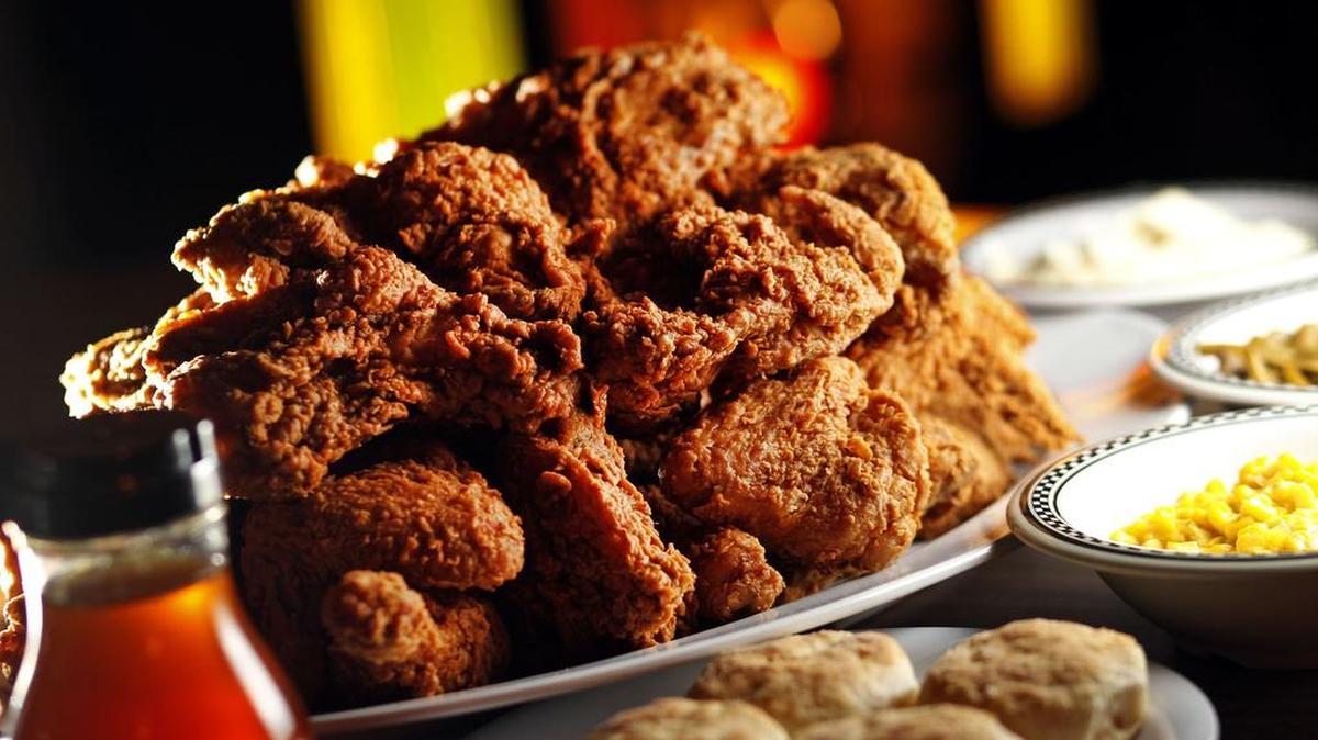 Dinner served family style at Babe’s Chicken Dinner House. The Arlington location is a quick drive or a long walk from AT&T Stadium, but lines can form and servings are big, so either bring friends or an appetite