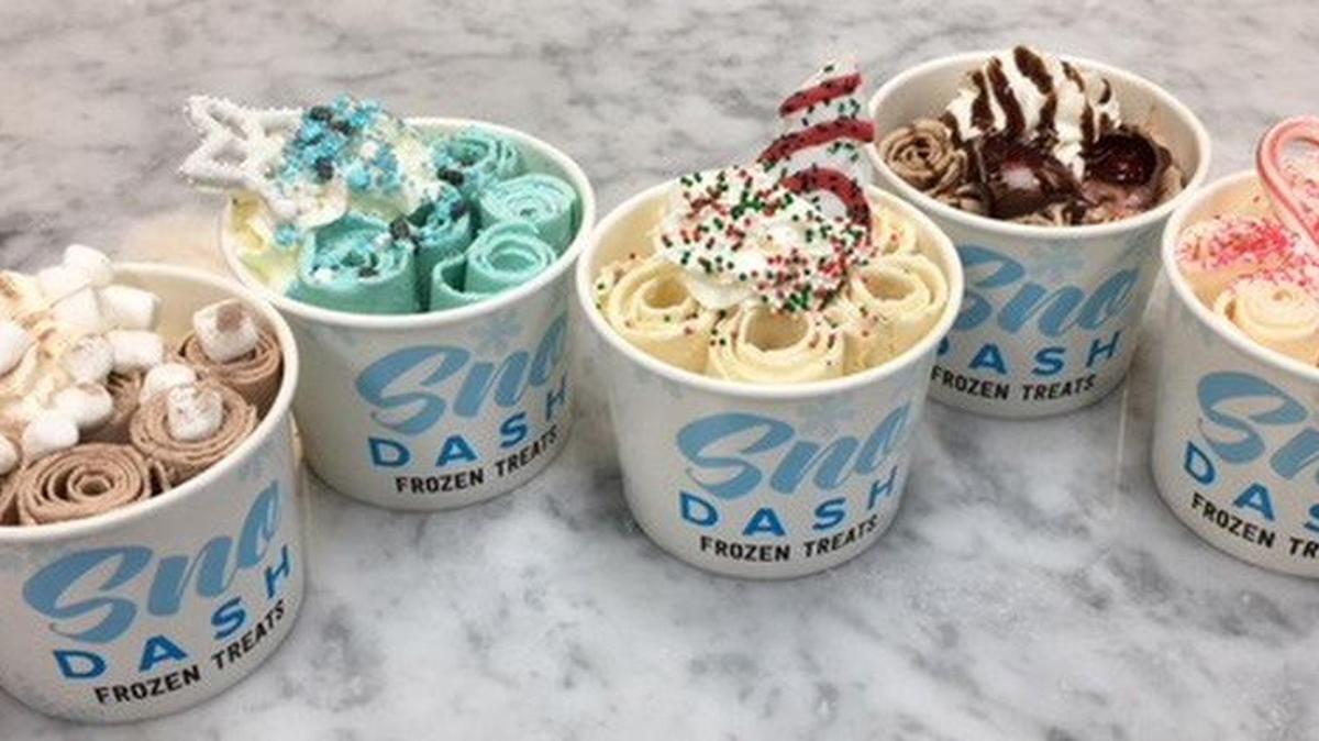 Sno DASH’s product is all hand-rolled, custom-made ice cream.