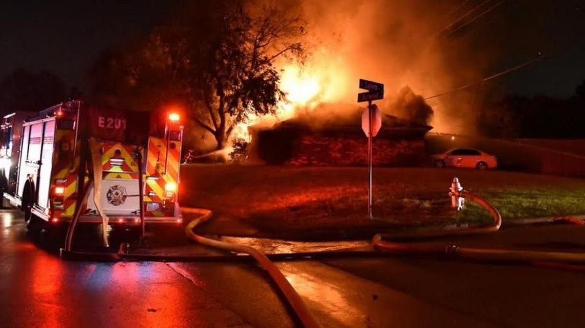 Firefighters from seven departments battled a Hurst house fire Monday morning on Salem Drive. No injuries were reported.