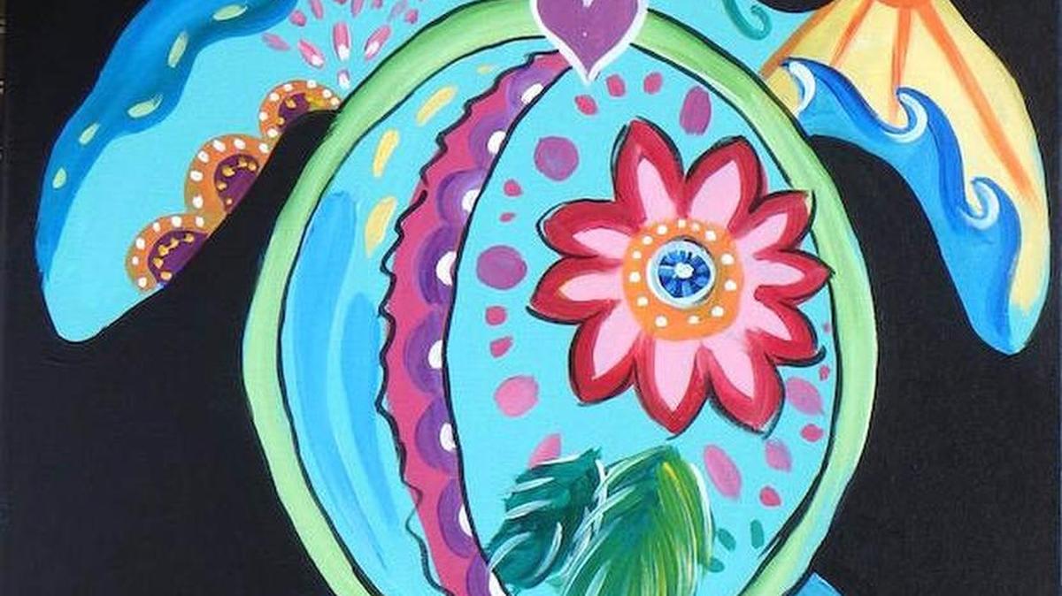 
Love, Peace and Turtles is the name of the piece to be painted.
