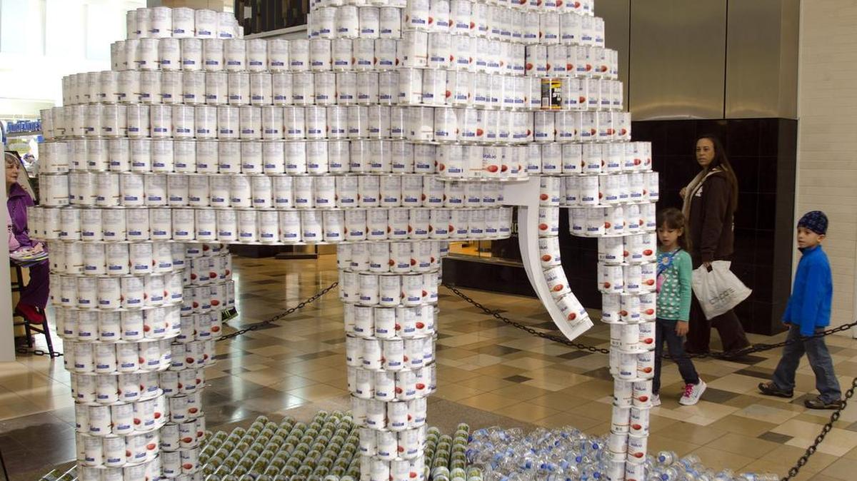 This canned sculpture at past CANstruction illustrates the possibilities of what you might see at North East Mall.