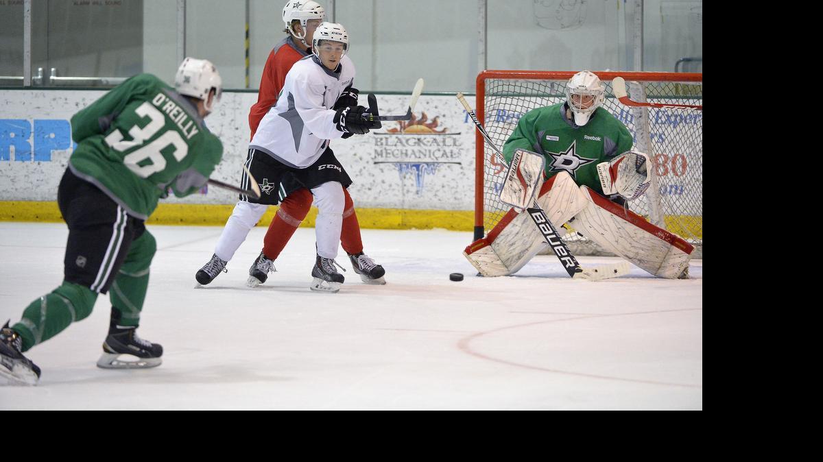
Brendan O'Reilly (36) takes a shot in the Dallas Stars Development Camp last week.
