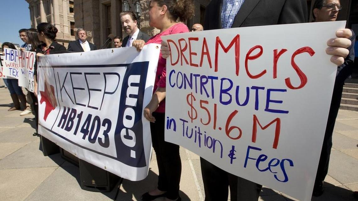 A 2017 rally at the Texas Capitol supported the state law allowing immigrants in the country illegally to pay in-state tuition rates.