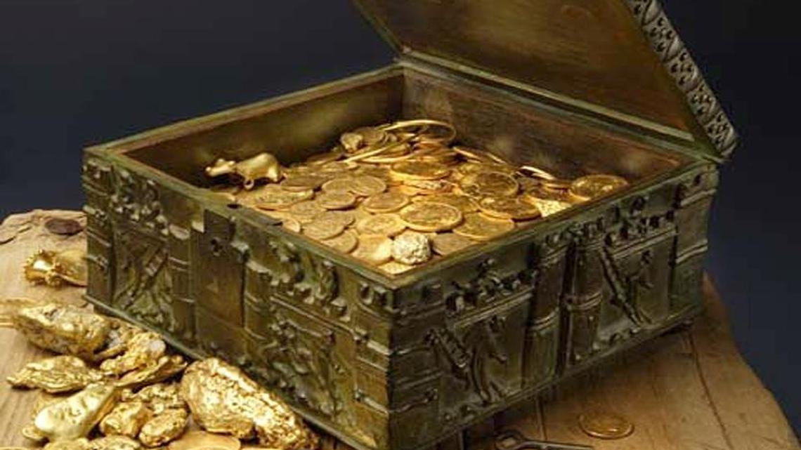 Undated photo from Forrest Fenn shows a chest purported to contain gold dust, hundreds of rare gold coins, gold nuggets and other artifacts.