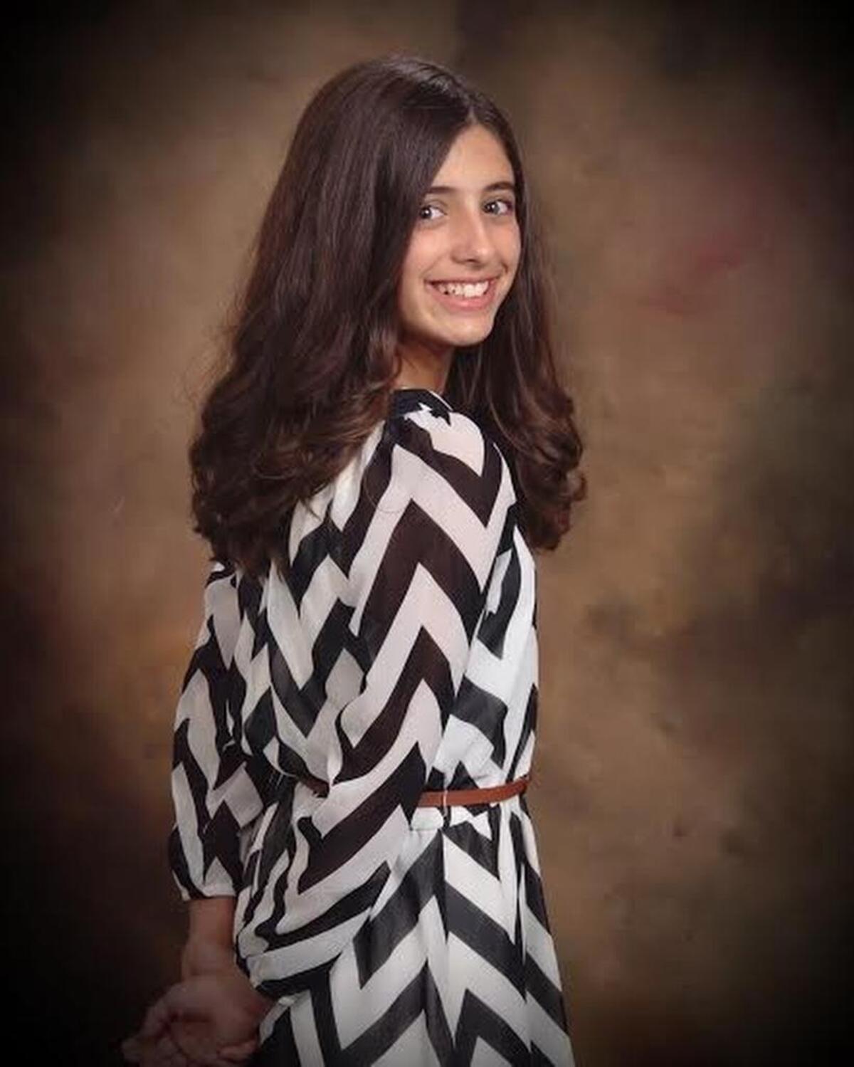 Elise Cerami, 13, in a school photo.
