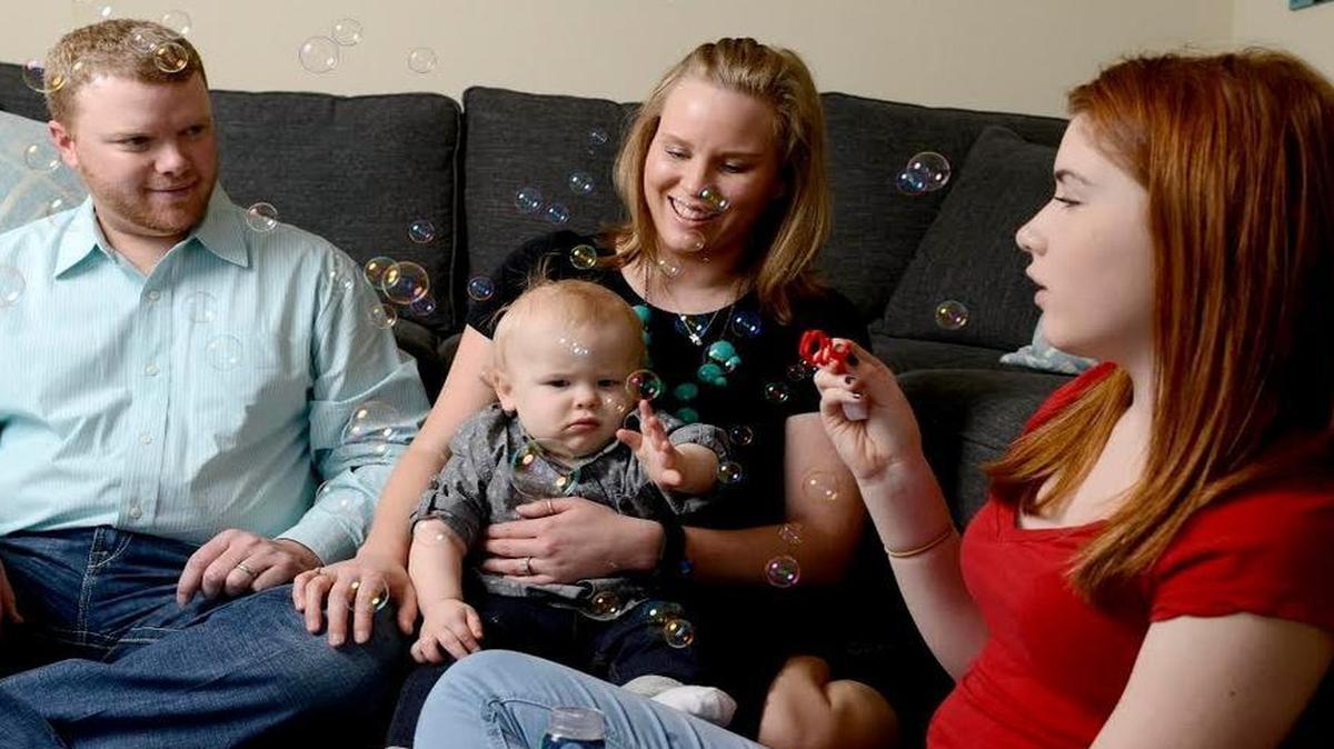 From left, Adam, Kellie, Grayson and McKenzie Whitton at their home in Haslet.