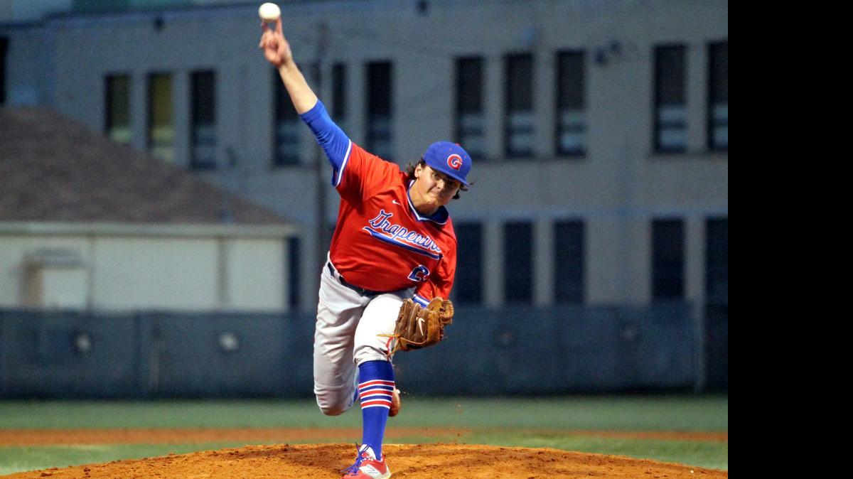 
Grapevine’s Evan Fink pitches in last week’s victory against Fort Worth Carter-Riverside.
