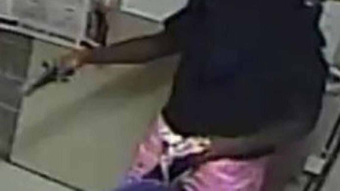 This suspect, wearing pink pants, robbed a Dollar General in North Richland Hills on April 17, but he has been arrested.