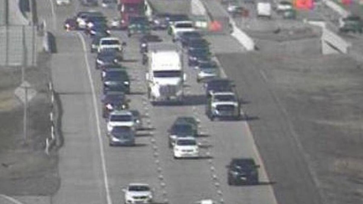 Traffic was still slow on Texas 121 at Glade Road four hours after a Grapevine officer was struck by an SUV Thursday.