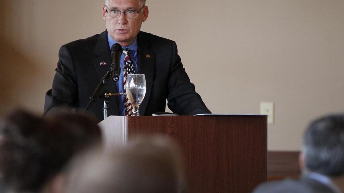 Keller mayor Mark Mathews gives his state of the city presentation during a luncheon at Sky Creek Ranch Golf Club in January.