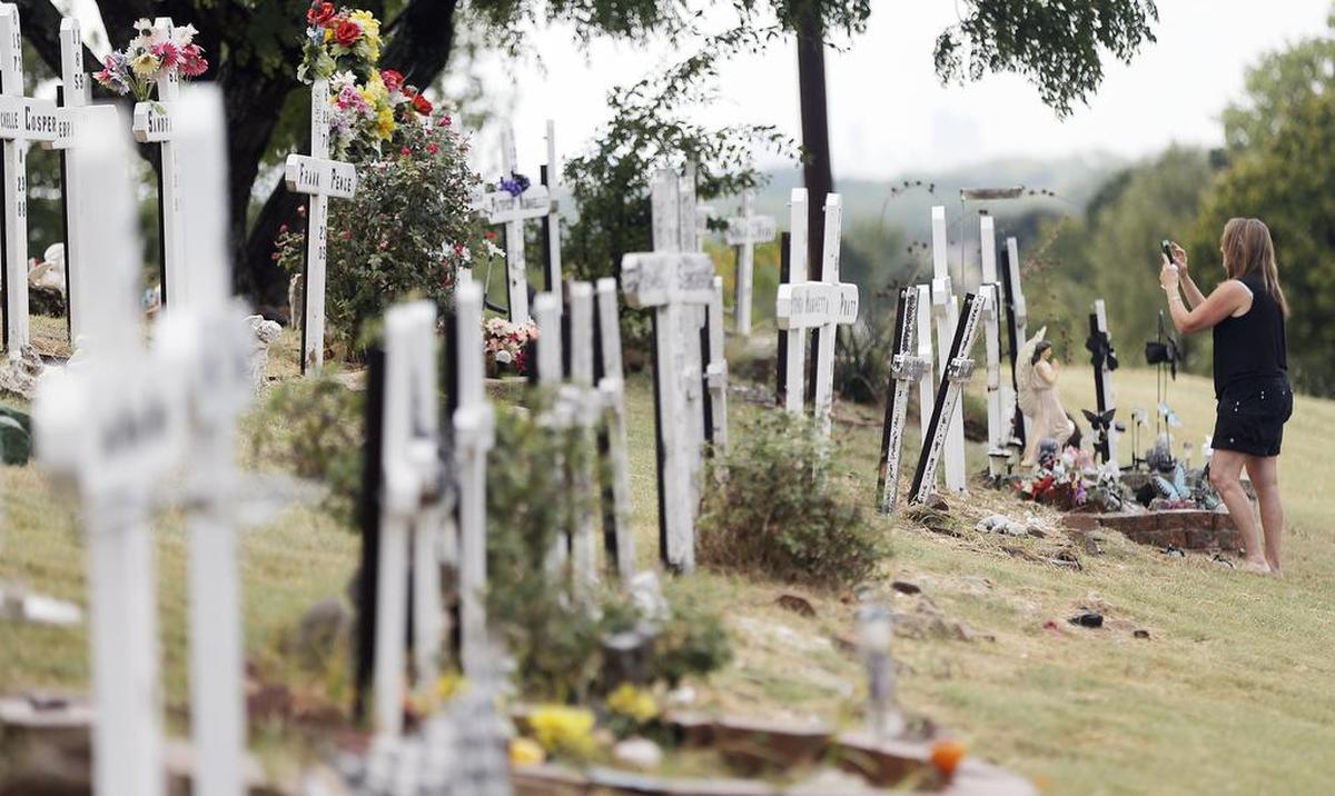 Our Garden of Angels in Fort Worth, a memorial for victims of violent crimes,sits just across Mosier Valley Road from the Arlington landfill, where the body of a Kaytlynn Cargill was found on Wednesday.