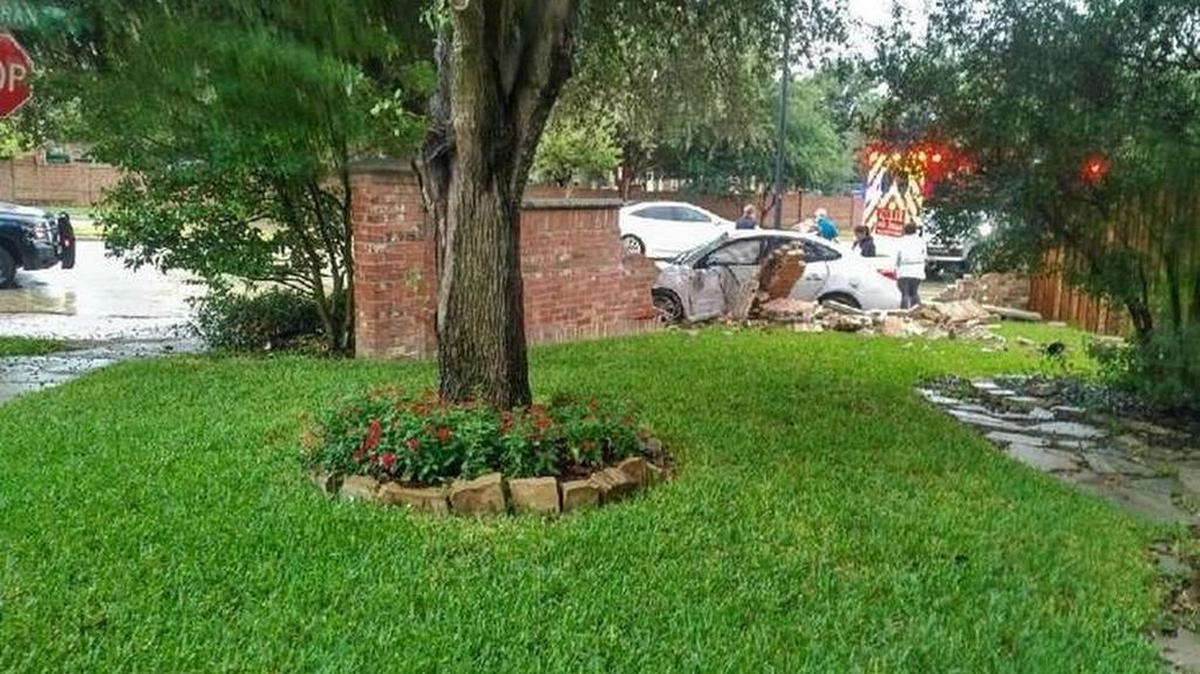 A car crashed into a brick wall at North Tarrant Parkway and Lakeview Drive on Sept. 29, the third accident at that site in 10 months.