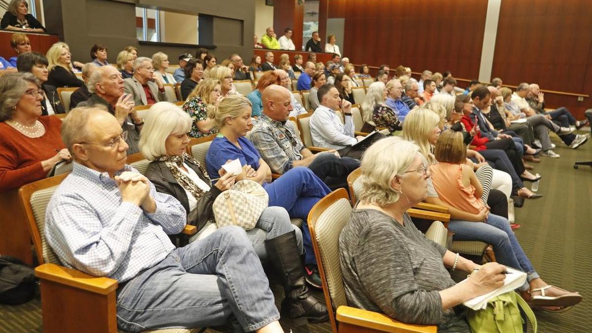 Concerned citizens and voters filled council chambers during the Tarrant County League of Women Voters' Candidates Forum at Keller City Hall April 26.