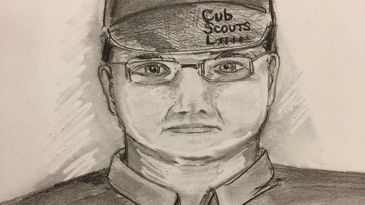 A sketch of one of two suspects in a Southlake home invasion this week.