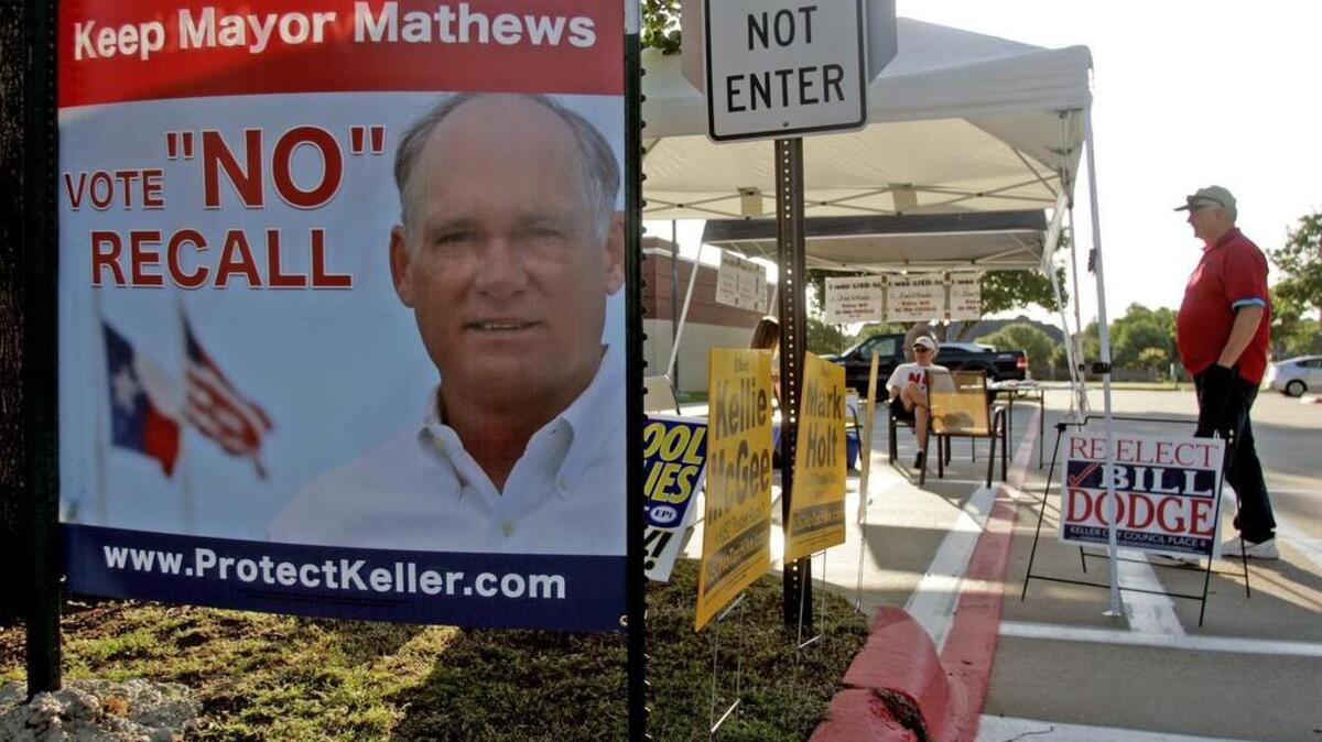 Live: Keller's mayor, council and school board members set up camp during elections in Keller at Shady Grove Elementary School Saturday morning May 07, 2016. Bear Creek Intermediate served as a second polling place. (Special to the Star-Telegram Bob Booth)