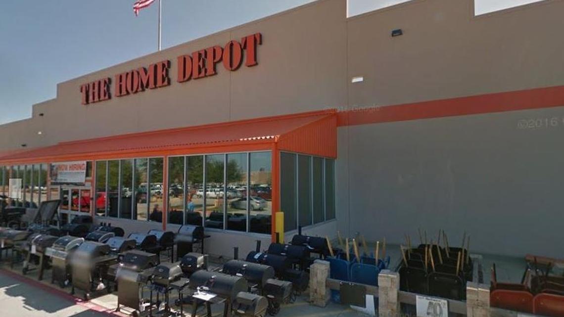 The Home Depot in north Fort Worth where FBI agents last week arrested three men accused of trying to collect extortion money.