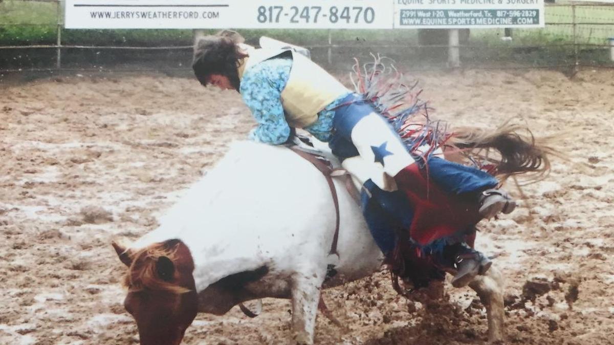 Cy Luschen competes for the Euless Trinity rodeo team.