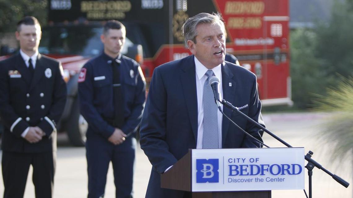 Bedford Mayor Jim Griffin, right, says he has “clearly demonstrated leadership to make this city better” despite heated opposition from a citizens group that has started recall proceedings against him.