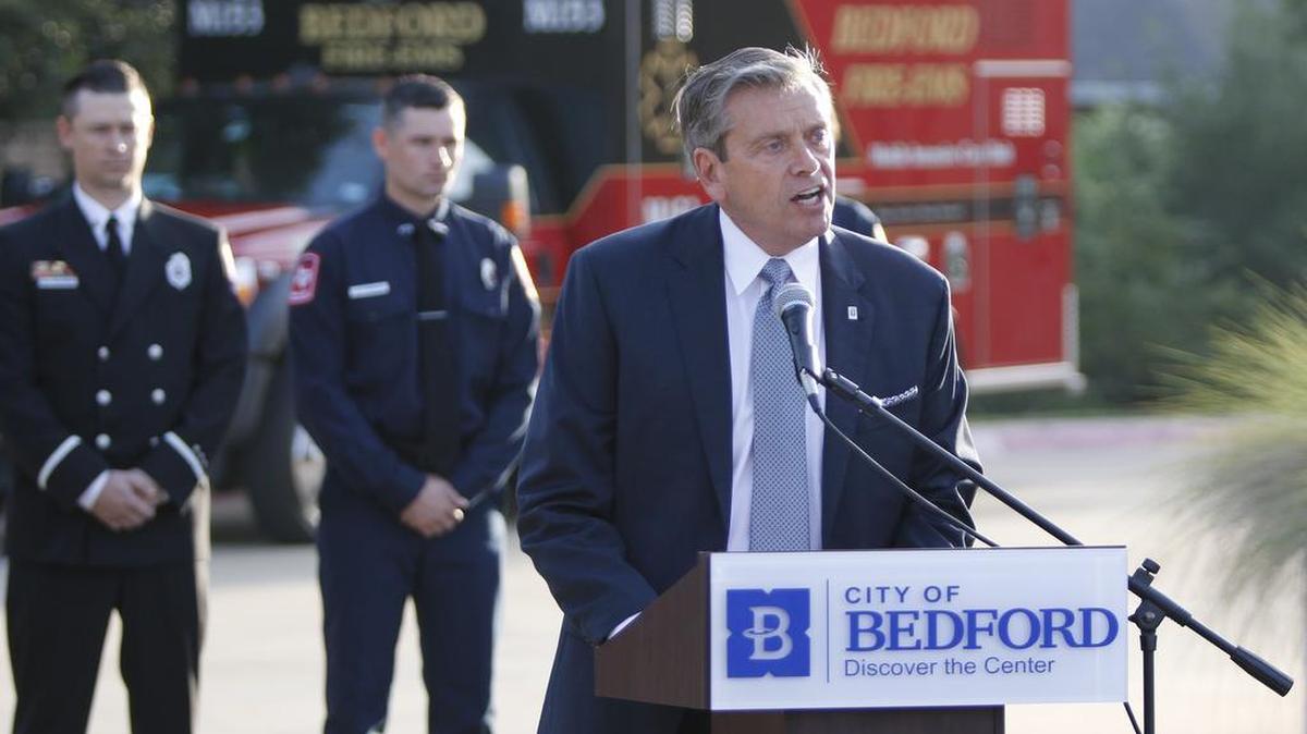 Bedford Mayor Jim Griffin, right, says he has “clearly demonstrated leadership to make this city better” despite heated opposition from a citizens group that has started recall proceedings against him.