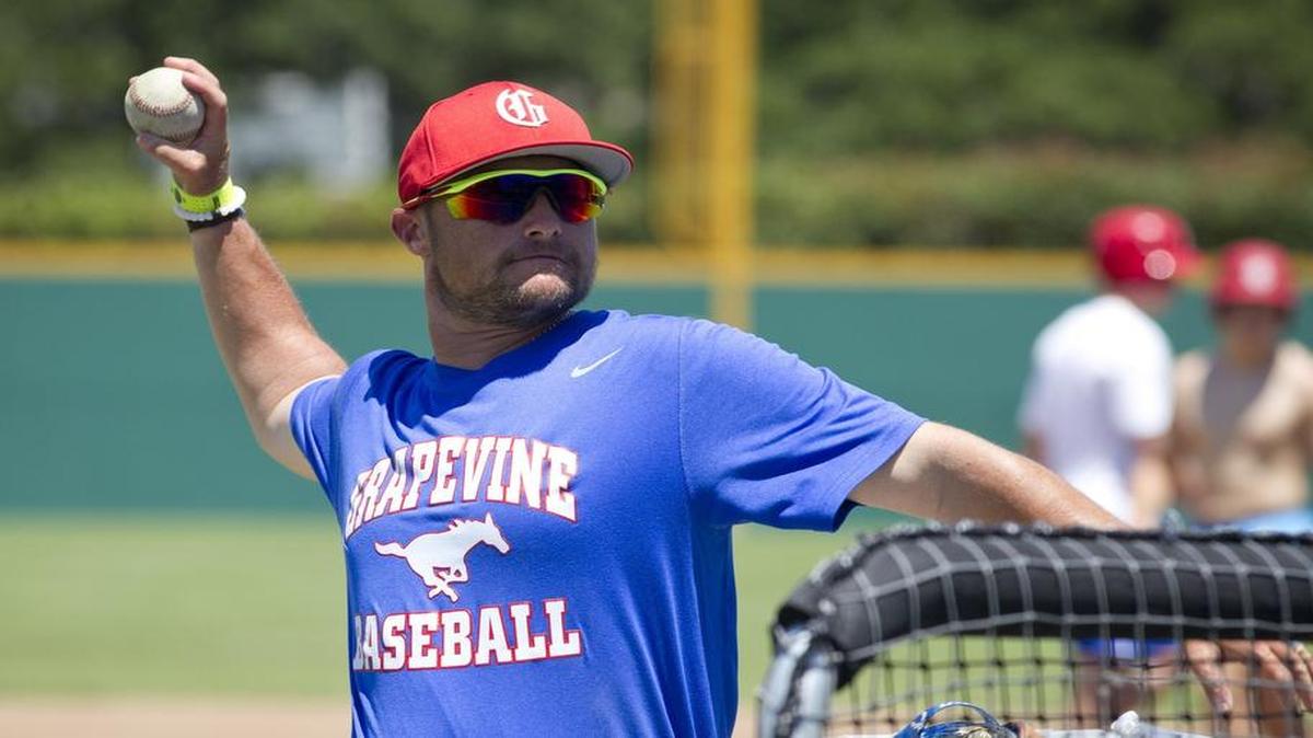 Grapevine High School coach Steve Hutcherson at practice before the state baseball tournament.