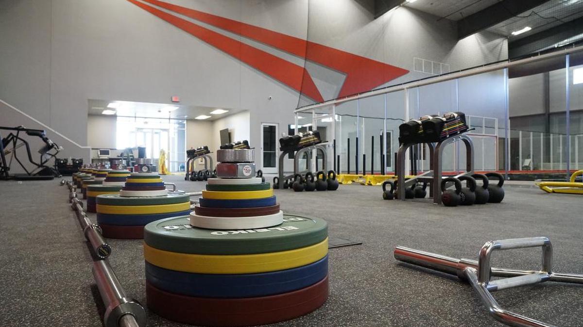 A weight room awaits young athletes at Drive Nation.