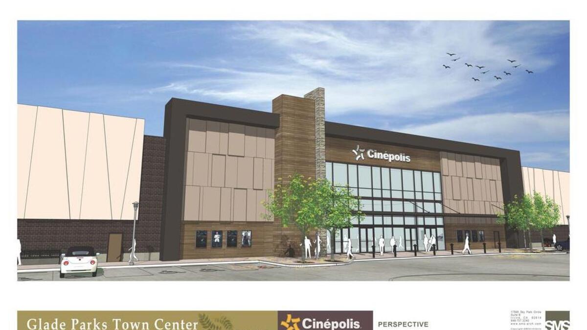 An artist’s rendering of the Cinepolis 12-screen movie theater planned for Glade Parks