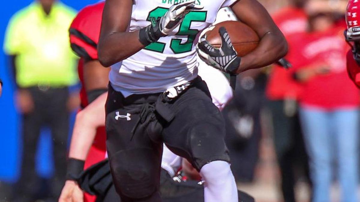 Southlake Carroll RB Lil'Jordan Humphrey (25) runs against Cedar Hill in last year’s playoffs.