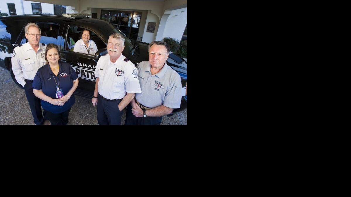 
(L-R) Dave Meyer, Dixie Turner, Linda Robbins, John Bush, and Collin Creswell pose for a portrait on January 22, 2015 at the Grapevine Police Department. The Grapevine VIPS (Volunteers in Police Service) have recently surpassed 100,000 volunteer hours.
