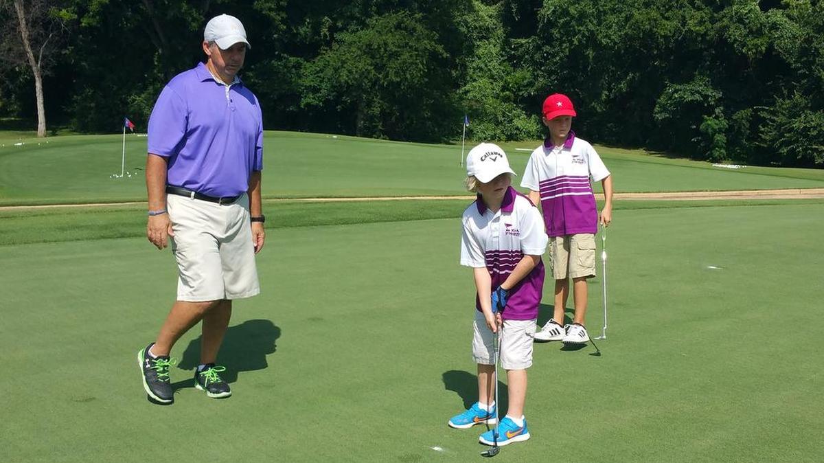 Texas Star professional Jeff Langas coaches young golfers in the new PGA Junior League.