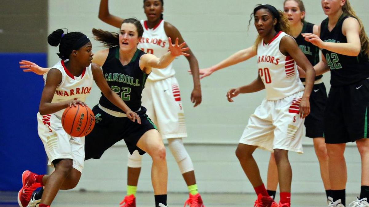 Priscilla Smeenge (22) has been playing more in the backcourt and seems to have found her 3-point shot for Carroll.