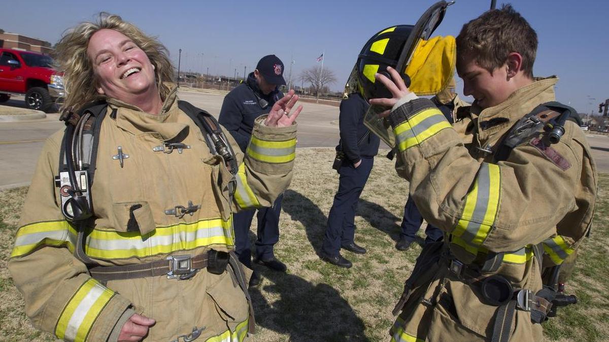 Activities included a fireman themed obstacle course in which Kathy Coffee and her son Patrick Noack competed.