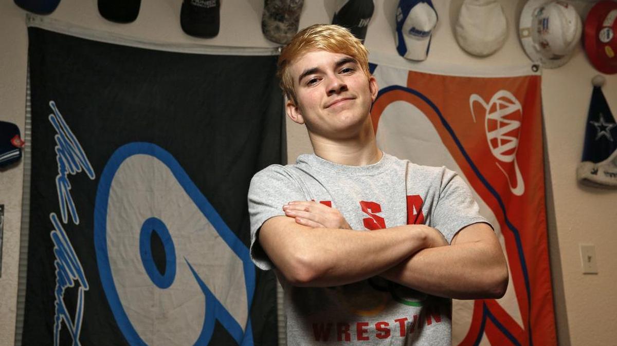 Mack Beggs, state wrestling champion and 17-year-old transgender student from Euless Trinity, at his home in Hurst on Feb. 28.