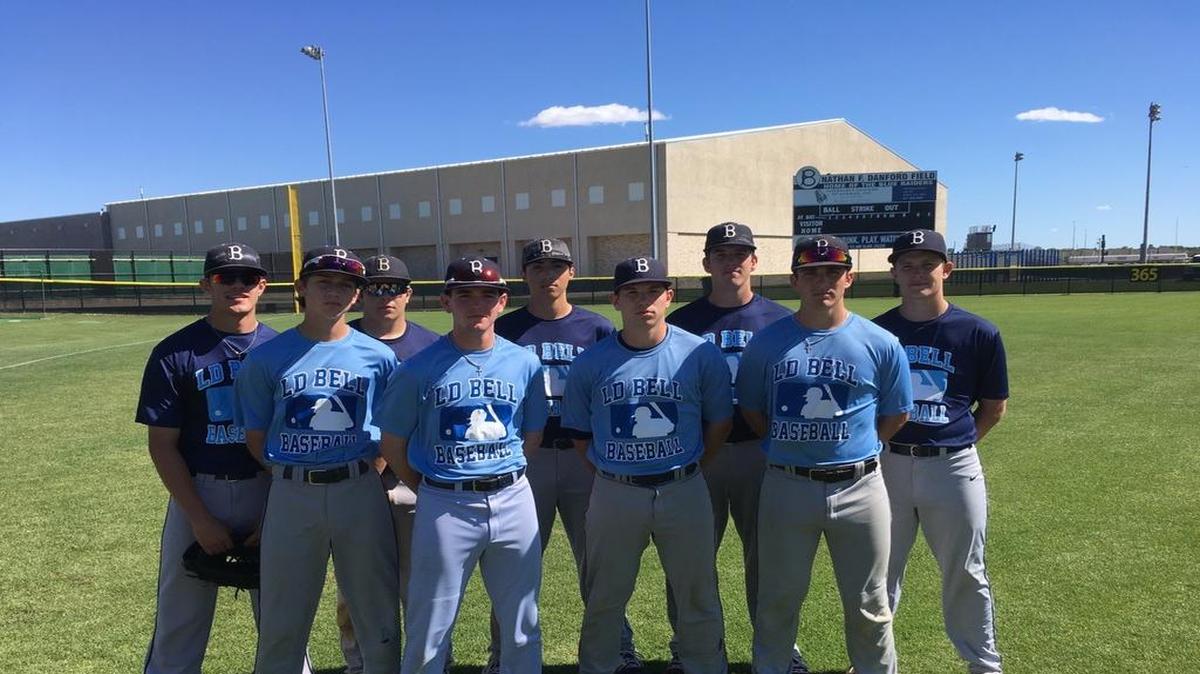 The L.D. Bell baseball program has nine players who are the younger brothers of former Raiders. They are, from left: Blake Empkey, Dylan Herd, Creighton Driggers, Colin Ruby, Matt Mayer, Landry Choate, Ryan Kidwell, Grant Plunkett and Jacob Rose.