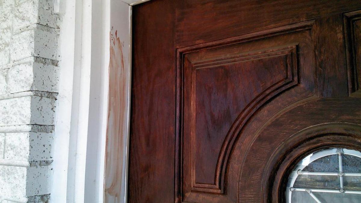 Blood was smeared on the door frame of the Bartel residence in Richland Hills on Dec. 12, 2012.