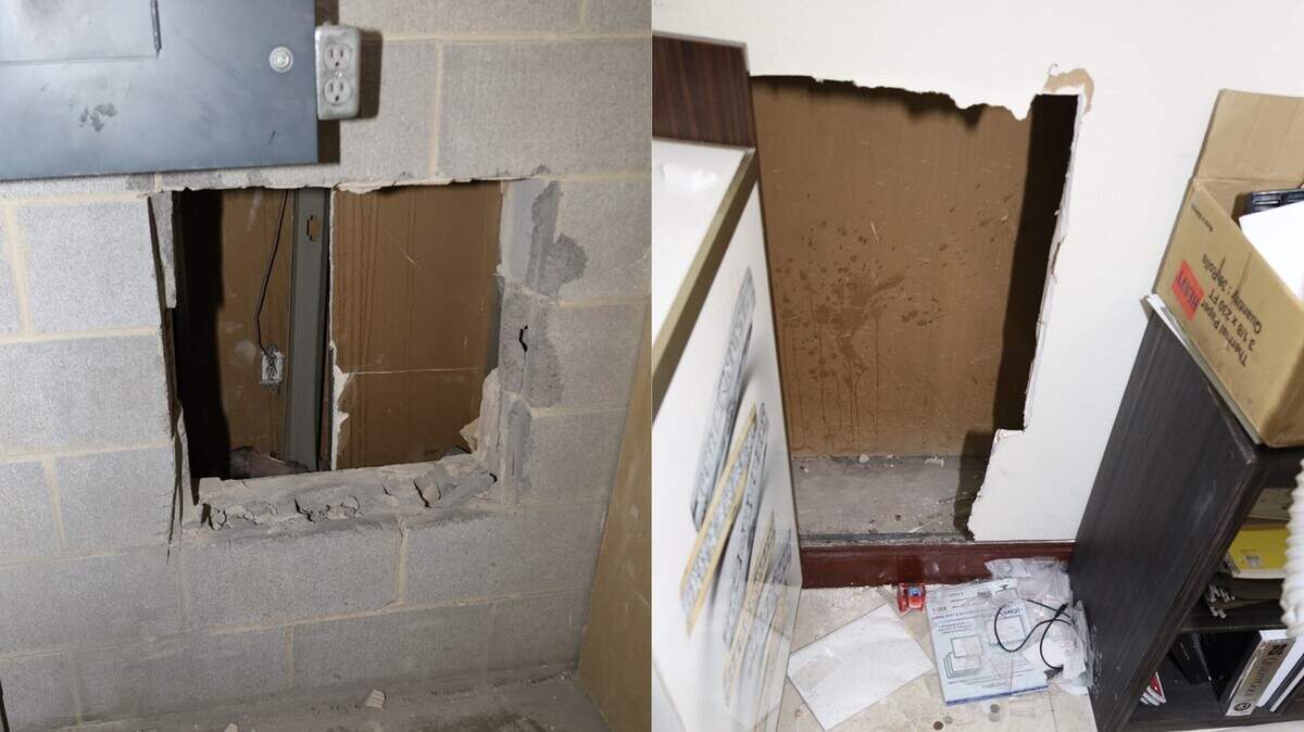 Broken concrete and sheet rock.