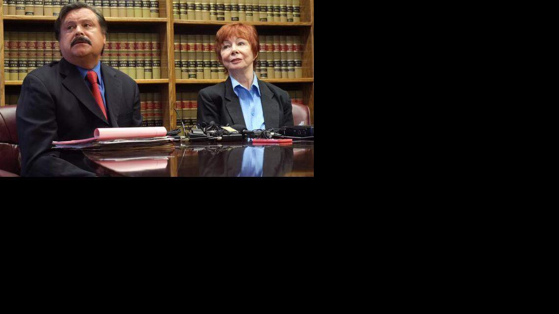 
Dallas attorney Domingo Garcia with Patricia Murphy, who says she came on the scene of the fatal shooting of Mexican national Ruben Garcia Villalpando, 31, on Feb. 20, at a news conference Thursday. A video posted on Facebook on Saturday by Garcia conflicts with what Murphy told reporters.
